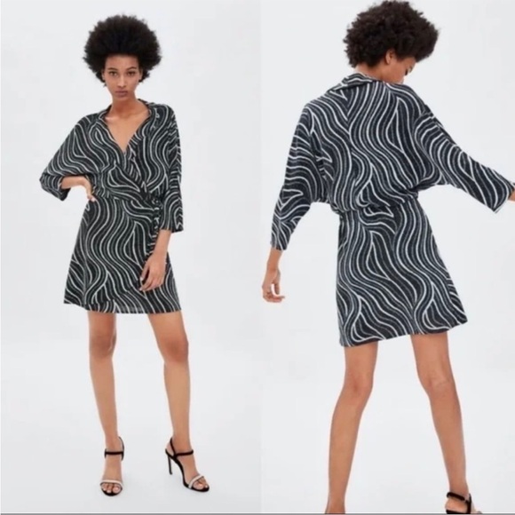 Zara Sparkly Wrap Mini Dress - Picture 2 of 8